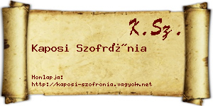 Kaposi Szofrónia névjegykártya